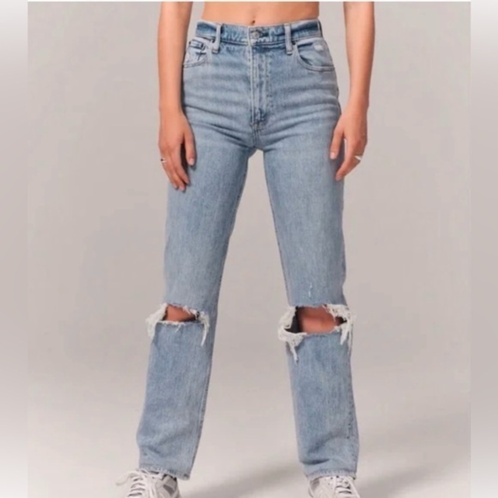 New Abercrombie & Fitch Curve Love 90s HighRise Straight Leg Jeans Size 27 Short